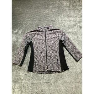 26 International Jacket Womens Medium Black Gray Space Dye Fleece Lined Full Zip